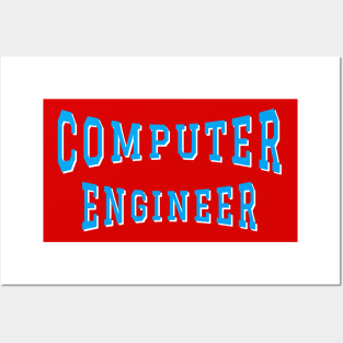 Computer Engineer in Turquoise Color Text Posters and Art